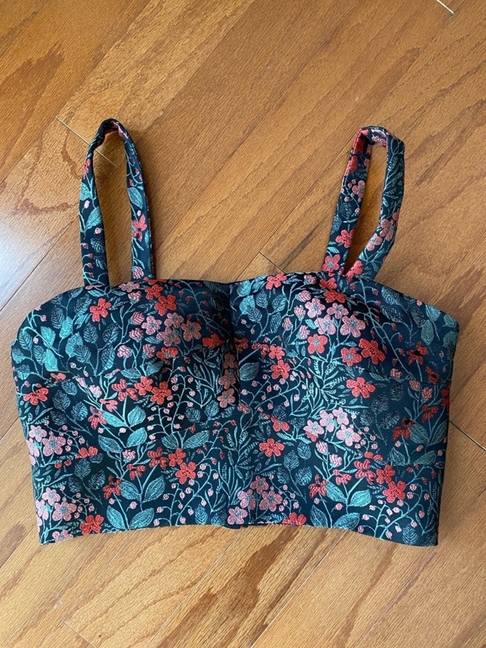 Hutch Anthropologie Embroidered Floral Corset Crop Top - NWOT